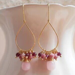 Pink & Purple Beaded DANGLE DROP FASHION EARRINGS. Cha Cha Style